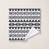 Aztec stylized Pattern II Black op White Bad Handdoek (Wasdoekje)