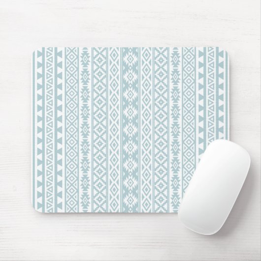 Aztec Stylized (V) Pattern Duck Egg Blue & White Muismat (Met muis)
