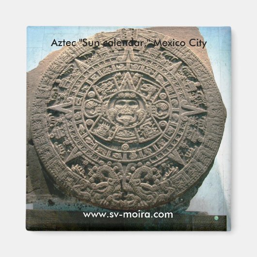 Aztec "Sun kalender", Mexico City Magneet (Voorkant)