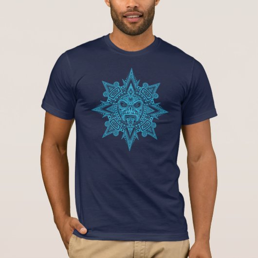 Aztec Sun Mask (donkerblauw) T-shirt (Voorkant)