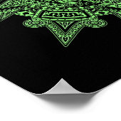 Aztec Sun Mask Green op Black Poster (Hoek)