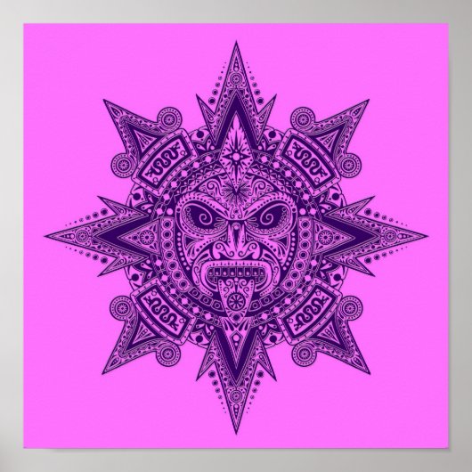 Aztec Sun Mask Paars en Pink Poster (Voorkant)