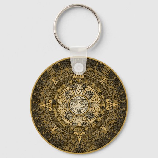 AZTEC SUN STONE KALENDER GOUD SYMBOOL SLEUTELHANGER (Voorkant)