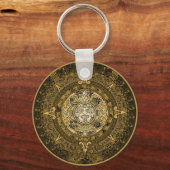 AZTEC SUN STONE KALENDER GOUD SYMBOOL SLEUTELHANGER (Achterkant)