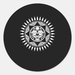 Aztec Sun Symbol Warrior Maya Inca Culture Gift Ronde Sticker