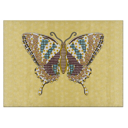 Aztec Swallowtail Glass Cutting Board Snijplank (Voorkant)