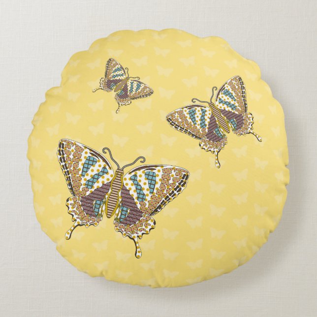 Aztec Swallowtail Round Pillow Rond Kussen (Voorkant)