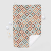 Aztec Symbol Block Big Pattern Teals Rusts Cream Golfhanddoek (Insitu)
