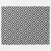 Aztec Symbool Block Rpt Ptn Black & White II Fleece Deken (Voorkant (Horizontaal))