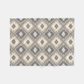 Aztec symbool gestileerd patroon blauw crème zand fleece deken (Voorkant (Horizontaal))