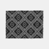 Aztec Symbool Gestileerde Big PTN Zwart op Grijs Fleece Deken (Voorkant (Horizontaal))