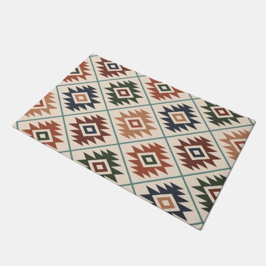 Aztec Symbool gestileerde Patroonkleurmengeling Deurmat (Schuin)