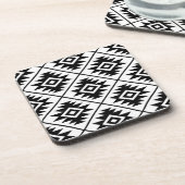 Aztec Symbool geüpload Big Ptn Black op wit Drankjes Onderzetter (Linkerzijde)