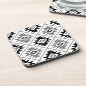 Aztec Symbool geüpload Big Ptn Black White Grey Bier Onderzetter (Linkerzijde)