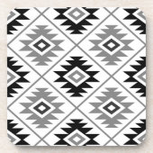 Aztec Symbool geüpload Big Ptn Black White Grey Bier Onderzetter (Voorkant)