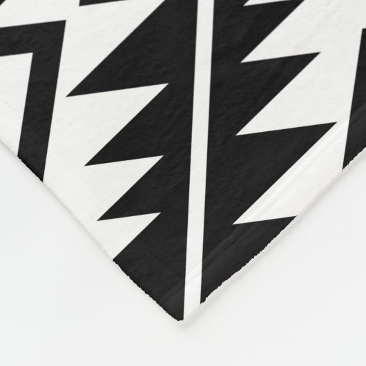 Aztec Symbool geüpload Big Ptn White op zwart Fleece Deken (Hoek)