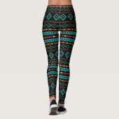 Aztec Teal Reds Yel Blk Mixed Motives Rpt Pattern Leggings (Achterkant)