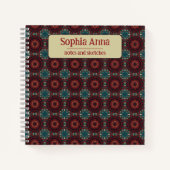Aztec textiel geometrisch bourgognepatroon notitieboek (Voorkant)