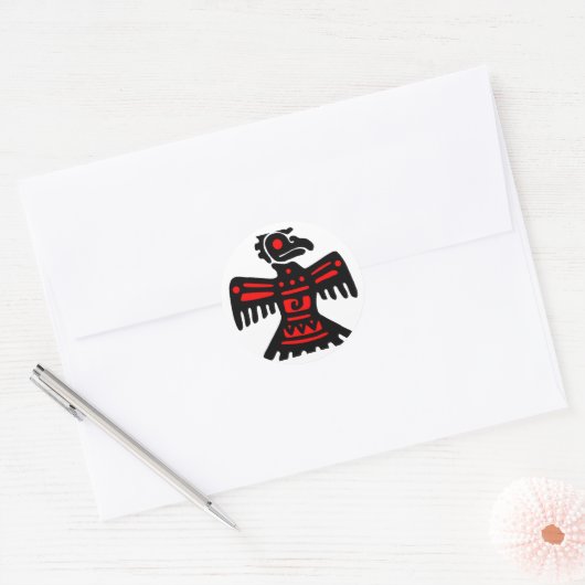 Aztec Thunderbird Ronde Sticker (Envelop)