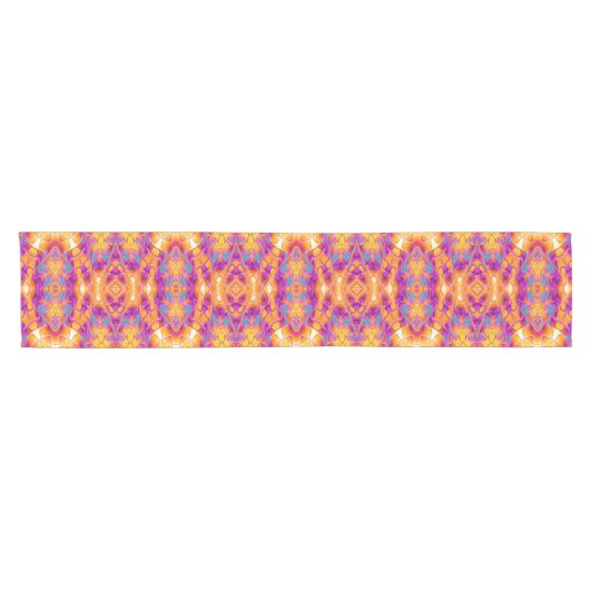 Aztec Totem Pink Yellow Cloth Runner Korte Tafelloper (Horizontaal)