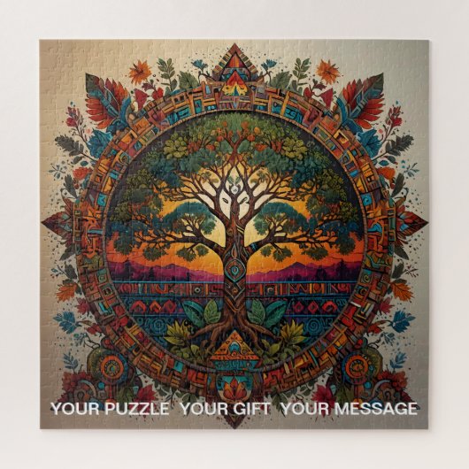 Aztec Tree of Life Abstract Medium Mix Legpuzzel (Verticaal)