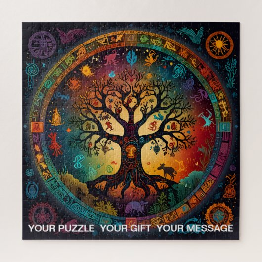 Aztec Tree of Life Abstract Medium Mix Legpuzzel (Verticaal)