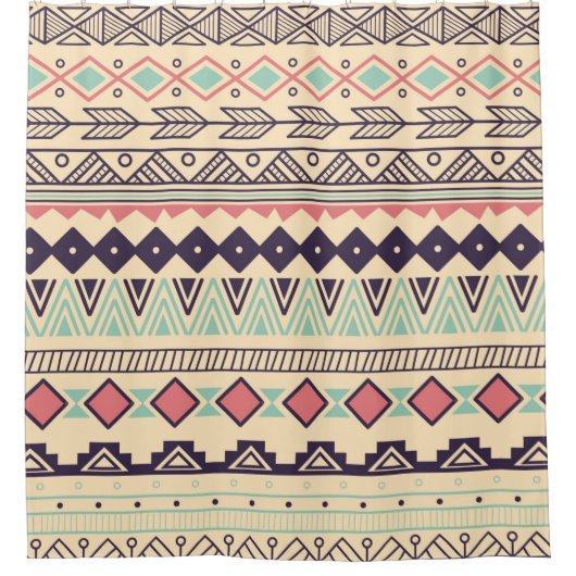 Aztec tribaal patroon in strepen,  voorbeeld douchegordijn (Voorkant)