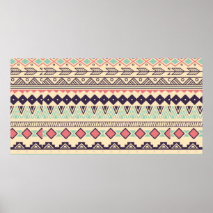 Aztec tribaal patroon in strepen,  voorbeeld poster