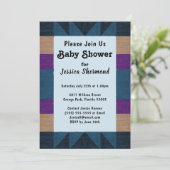 Aztec Tribal Abstract Baby shower Blue Paars Tan Kaart (Staand voorkant)