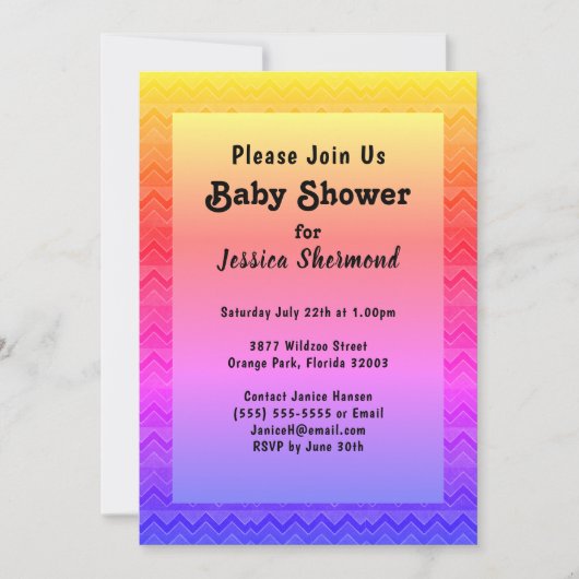 Aztec Tribal Abstract Baby shower Bright Chevron Kaart (Voorkant)