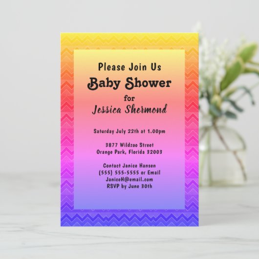 Aztec Tribal Abstract Baby shower Bright Chevron Kaart (Staand voorkant)