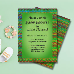 Aztec Tribal Abstract Baby shower Chevron Green Kaart