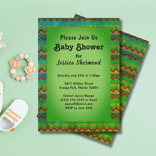 Aztec Tribal Abstract Baby shower Chevron Green Kaart