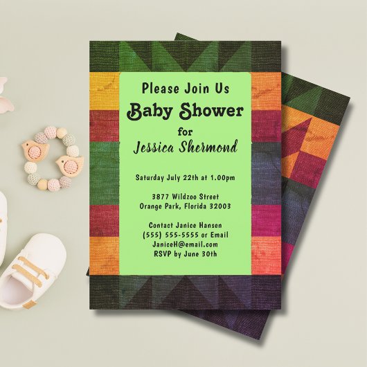 Aztec Tribal Abstract Retro 70's Baby shower Kaart