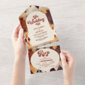 Aztec Tribal Bruin Etnisch Western Huwelijk All In One Uitnodiging (Afscheurbaar)