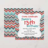 Aztec Tribal Chevron Zig Zag Pattern Red Blue Gray Kaart (Voorkant / Achterkant)