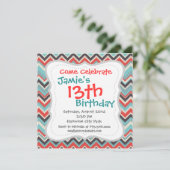 Aztec Tribal Chevron Zig Zag Pattern Red Blue Gray Kaart (Staand voorkant)