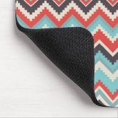 Aztec Tribal Chevron Zig Zag Pattern Red Blue Gray Muismat (Hoek)