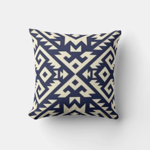 Aztec Tribal Design Sierkussen in Beige & Blue