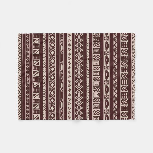 Aztec Tribal Ethnic Geometric Pattern Brown Beige Fleece Deken (Voorkant (Horizontaal))