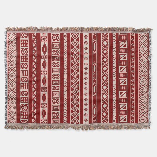 Aztec Tribal Ethnic Geometric Pattern Red Beige Deken (Voorkant)
