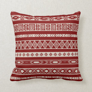 Aztec Tribal Ethnic Geometric Pattern Red Beige Kussen