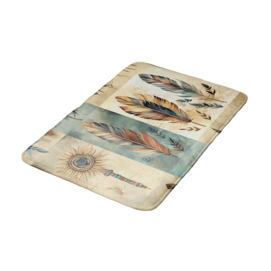 Aztec Tribal Feathers Medicine Stick Badmat (Gekanteld)