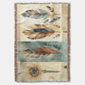 Aztec Tribal Feathers Medicine Stick Deken (Voorkant Verticaal)