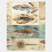 Aztec Tribal Feathers Medicine Stick Fleece Deken (Voorkant)
