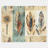 Aztec Tribal Feathers Medicine Stick Fleece Deken (Voorkant (Horizontaal))