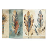 Aztec Tribal Feathers Medicine Stick Kussensloop (Achterkant-Links)