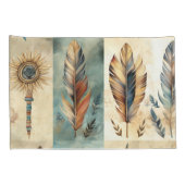 Aztec Tribal Feathers Medicine Stick Kussensloop (Achterkant-Rechts)