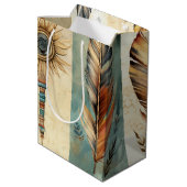 Aztec Tribal Feathers Medicine Stick Medium Cadeauzakje (Achterkant Gekanteld)