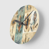 Aztec Tribal Feathers Medicine Stick Ronde Klok (Hoek)